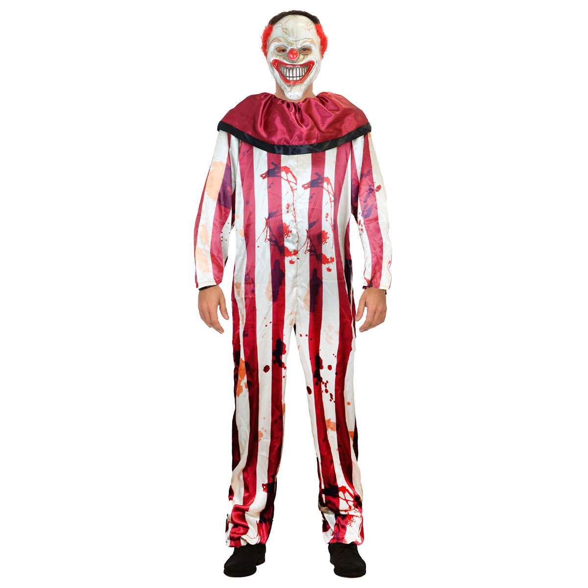 Randig Clowndräkt med Mask | Högtider - Halloween - Halloween kostymer - Clown maskerad - Clowndräkter | Party Outlet