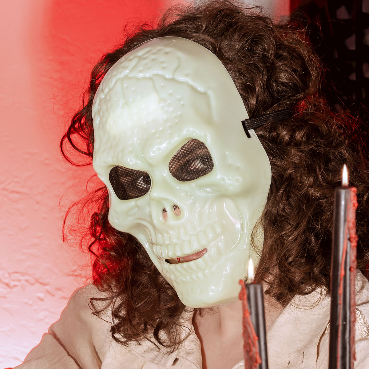 Självlysande Skallmask | Högtider - Halloween - Halloween kostymer - Skelett maskerad | Maskeradspecialisten