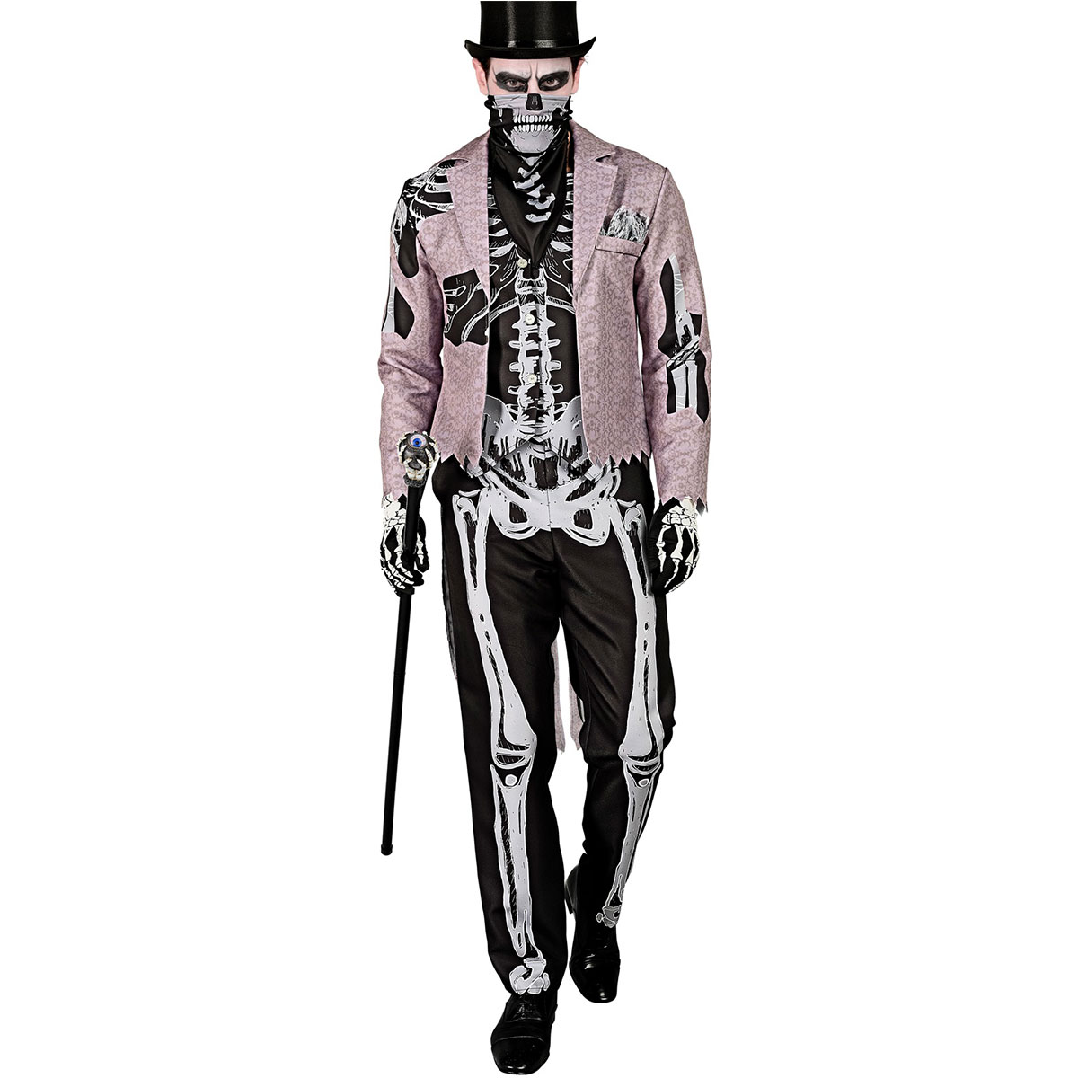 Skelettdräkt med Frack & Mask | Högtider - Halloween - Halloween kostymer - Skelett maskerad - Skelettdräkter | Party Outlet
