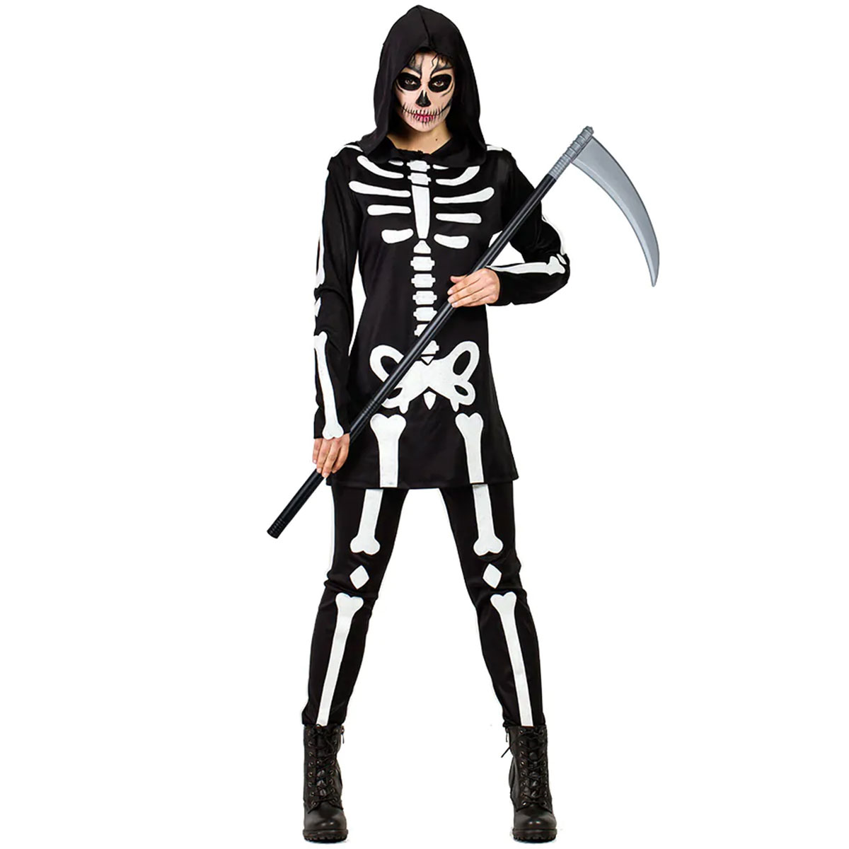 Skelettdräkt med Luva | Högtider - Halloween - Halloween kostymer - Skelett maskerad - Skelettdräkter | Party Outlet