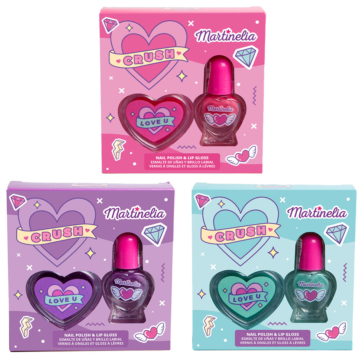 Sminkset Hjärtan Nagellack & Läppglans | Maskerad - Smink - Sminkset | Party Outlet