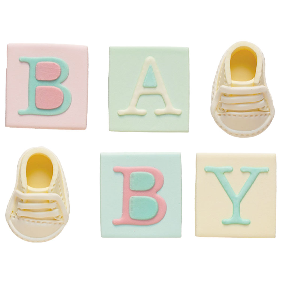 Sockerdekorationer Baby Shower Färgmix 6-pack