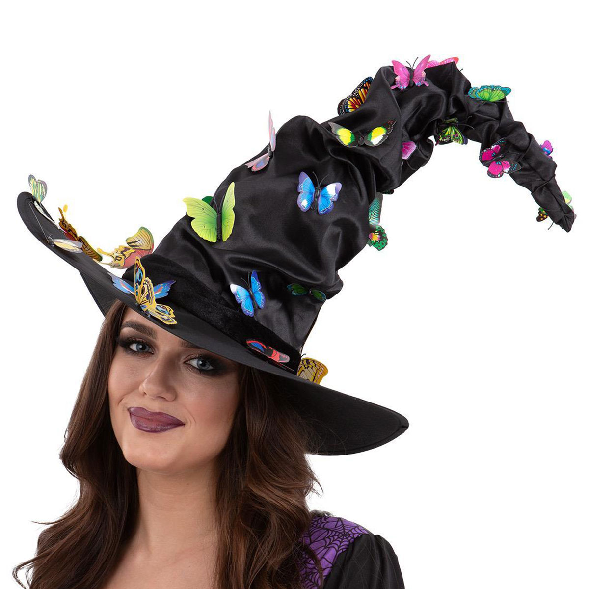 Svart Häxhatt med Fjärilar | Högtider - Halloween - Halloween kostymer - Häxa Maskerad - Häxhattar | Maskeradspecialisten