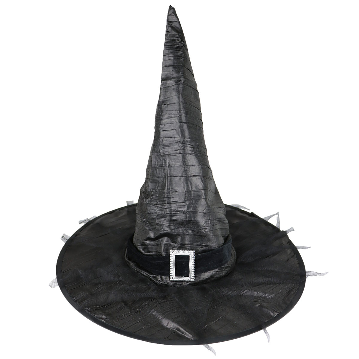 Svart Häxhatt med Spänne & Nättyg | Högtider - Halloween - Halloween kostymer - Häxa Maskerad - Häxhattar | Party Outlet
