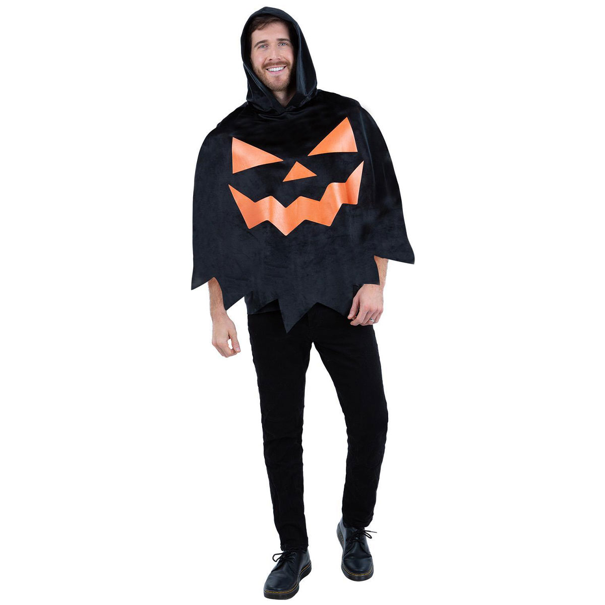 Svart Poncho Halloweenpumpa | Högtider - Halloween - Halloween kostymer - Pumpa Maskerad | Party Outlet