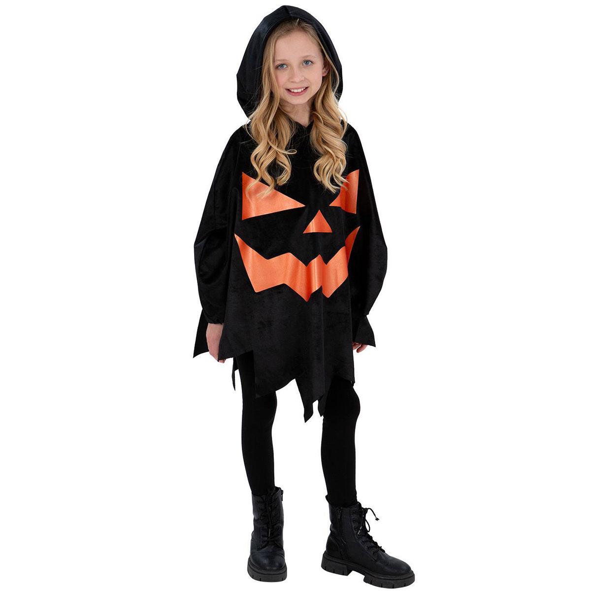 Svart Poncho Halloweenpumpa Barn | Högtider - Halloween - Halloween kostymer - Pumpa Maskerad | Party Outlet