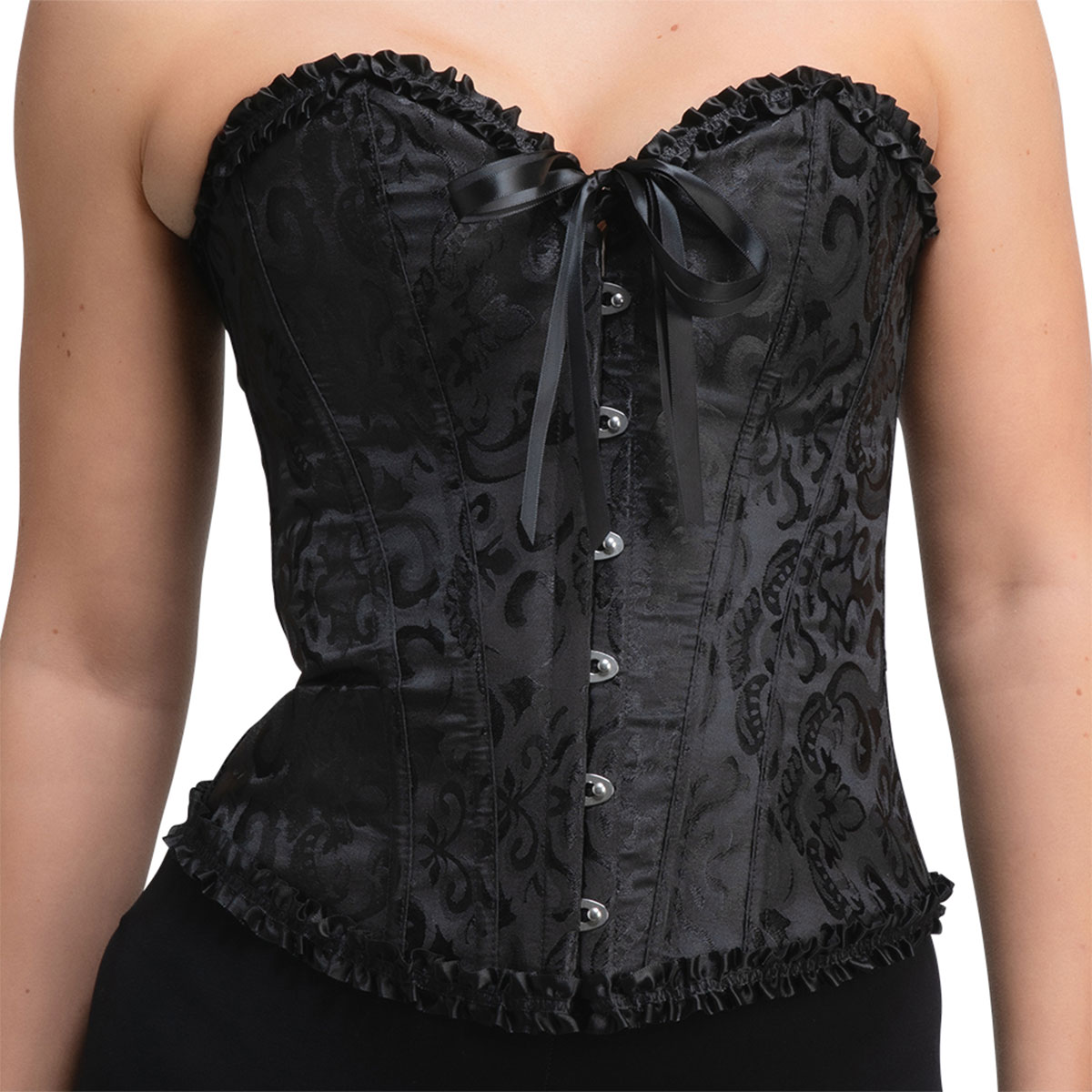 Svart Satin Korsett med Snörning | Maskerad - Maskeradkläder - Sexiga dräkter | Maskeradspecialisten