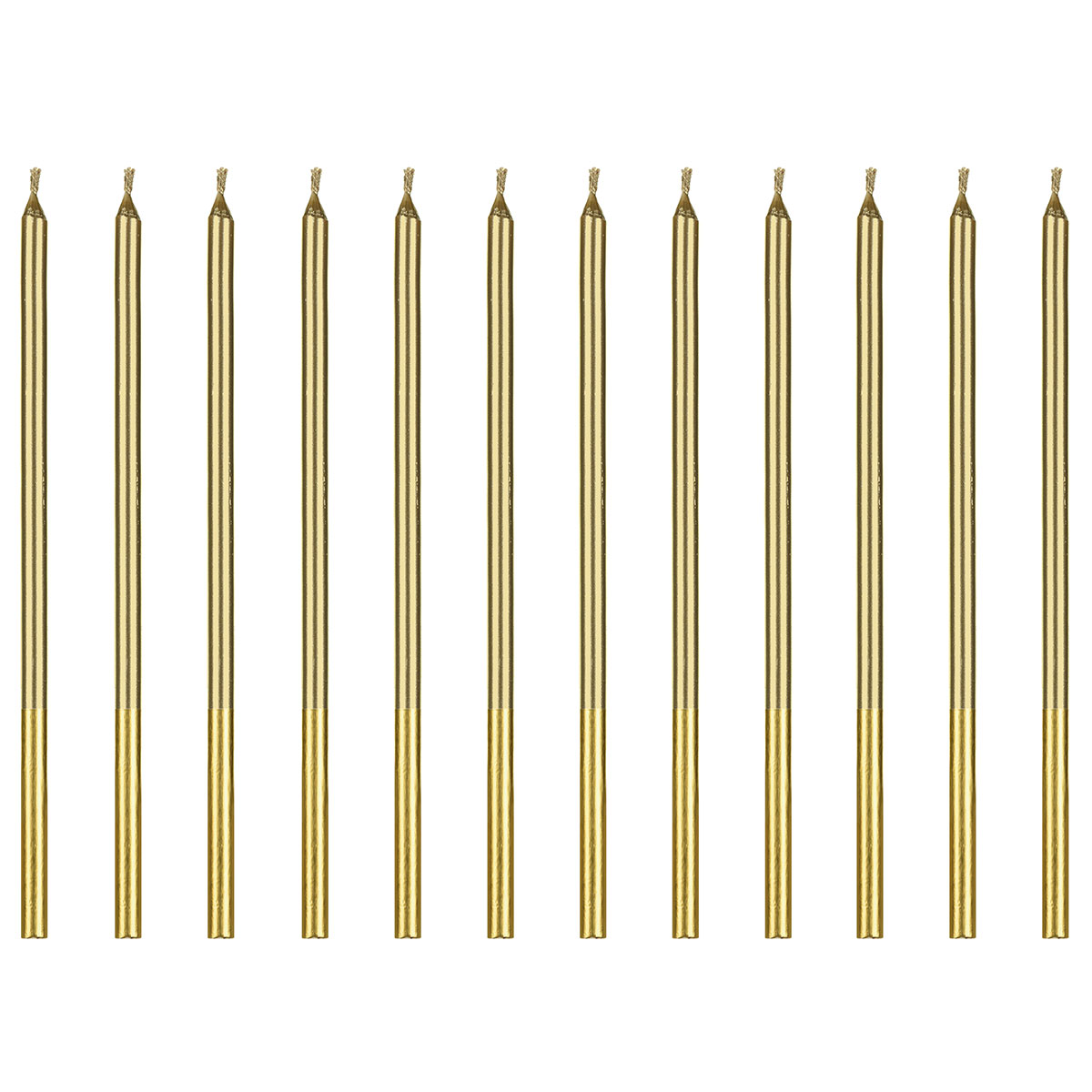 Tårtljus Långa Guld 12-pack | Högtider - Bröllop - Tårtdekoration Bröllop | Party Outlet