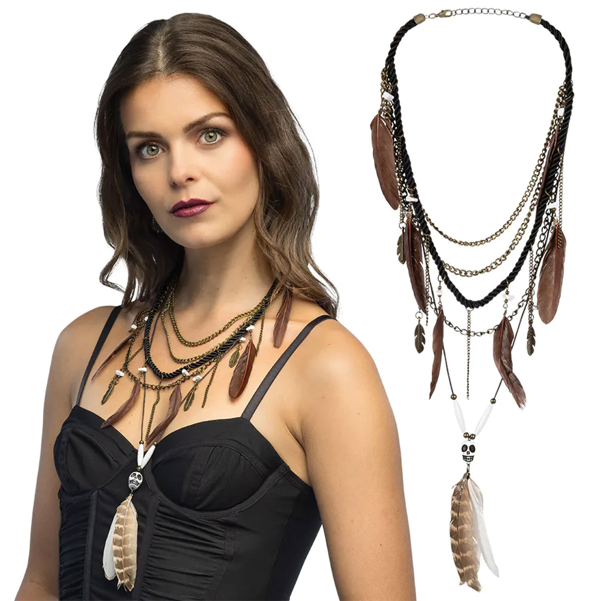 Voodoo Halsband med Fjädrar | Högtider - Halloween - Halloween kostymer - Häxa Maskerad | Party Outlet