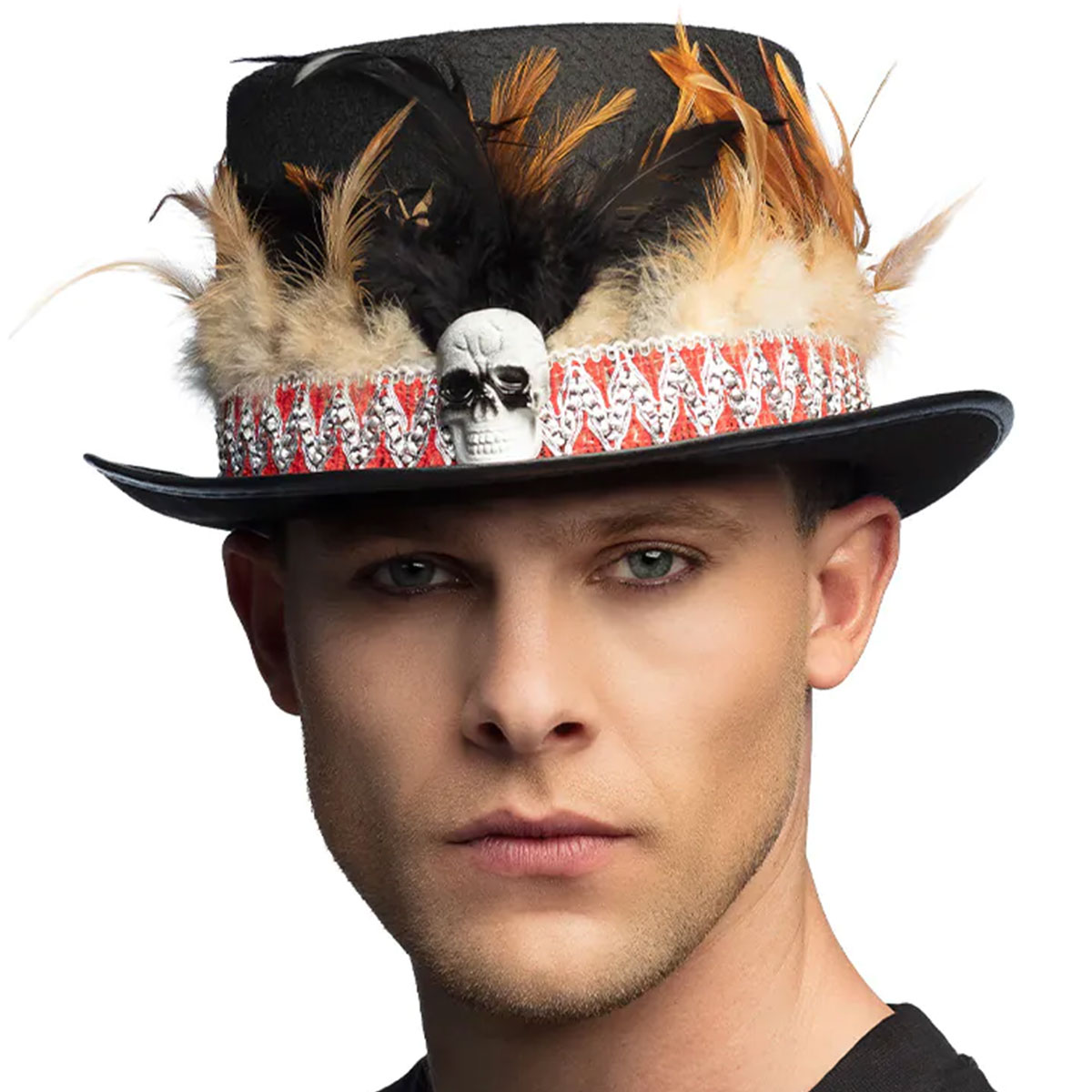 Voodoo Höghatt med Fjädrar | Högtider - Halloween - Halloween kostymer - Häxa Maskerad - Häxhattar | Party Outlet